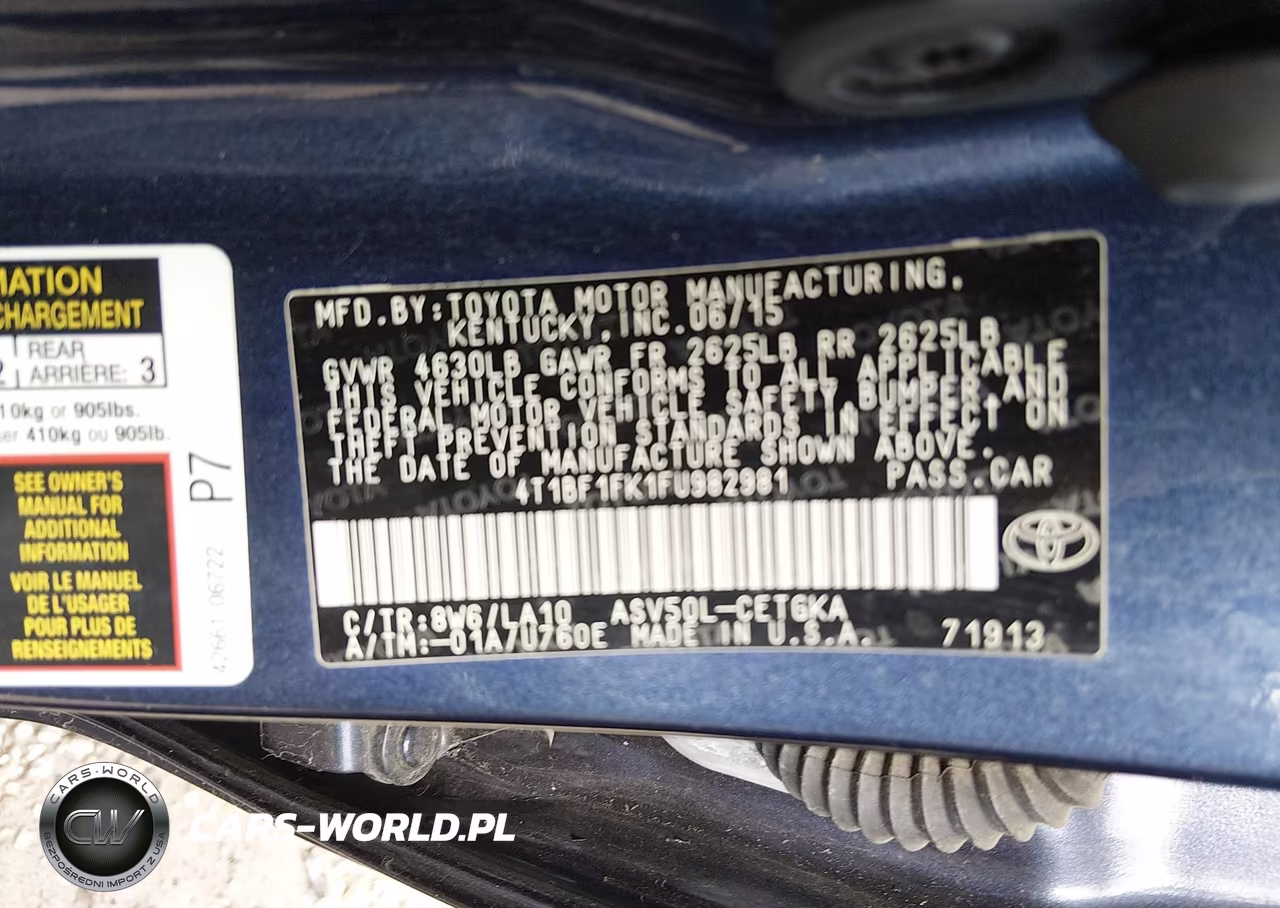 2015 Toyota Camry Xle VIN:4T1BF1FK1FU982981 - 9