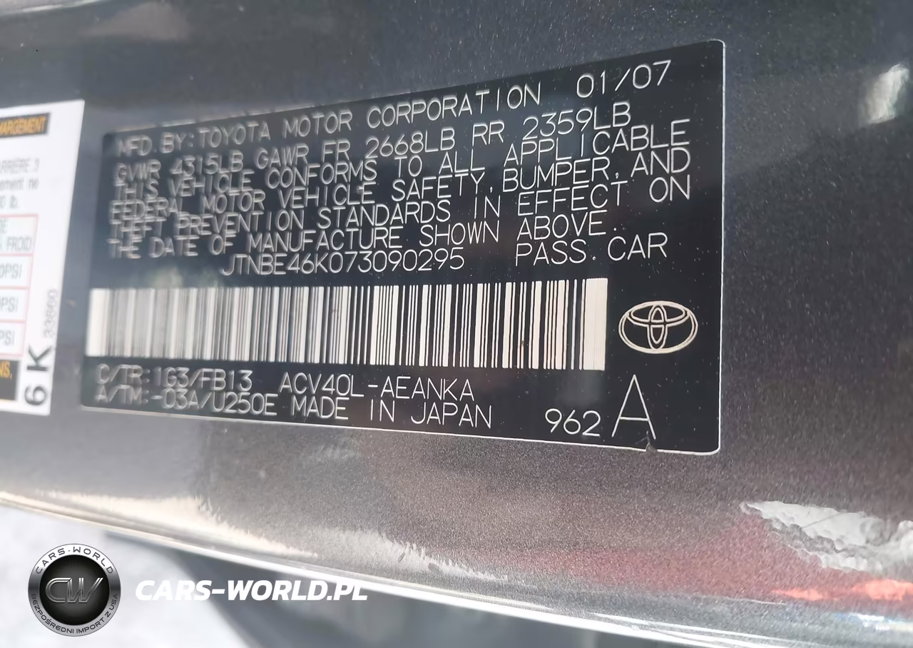 2007 Toyota Camry Le VIN:JTNBE46K073090295 - 9