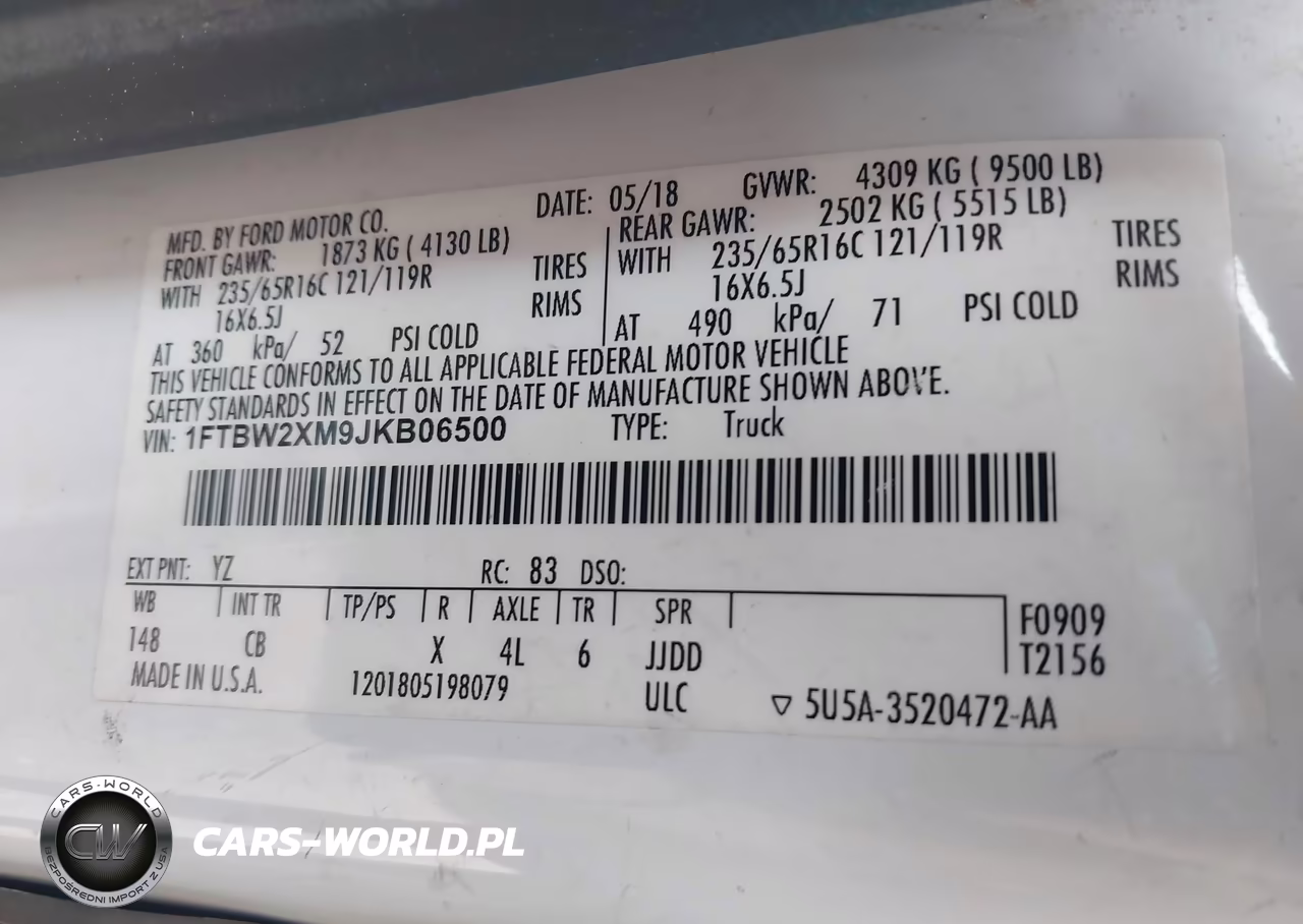 2018 Ford Transit-350 VIN:1FTBW2XM9JKB06500 - 9