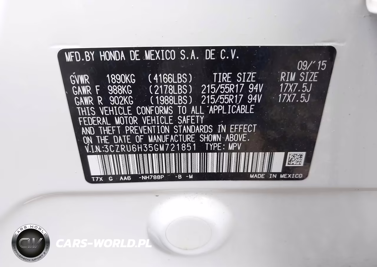 2016 Honda Hr-V Lx VIN:3CZRU6H35GM721851 - 9