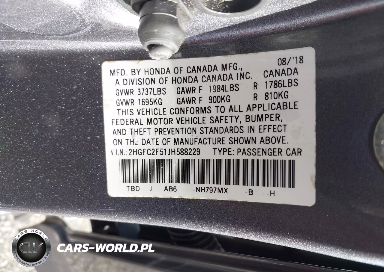 2018 Honda Civic Lx VIN:2HGFC2F51JH588229 - 9