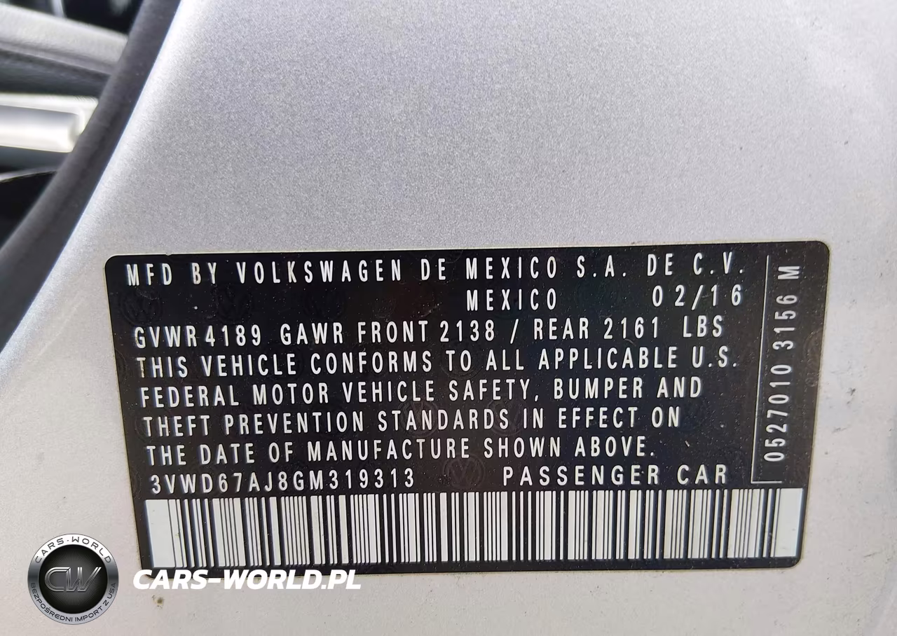 2016 Volkswagen Jetta 1.4T Se VIN:3VWD67AJ8GM319313 - 9
