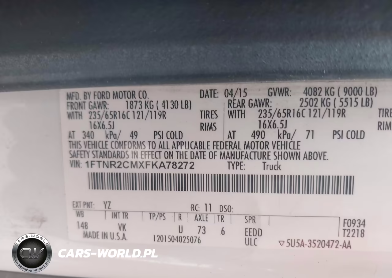 2015 Ford Transit-250 VIN:1FTNR2CMXFKA78272 - 9