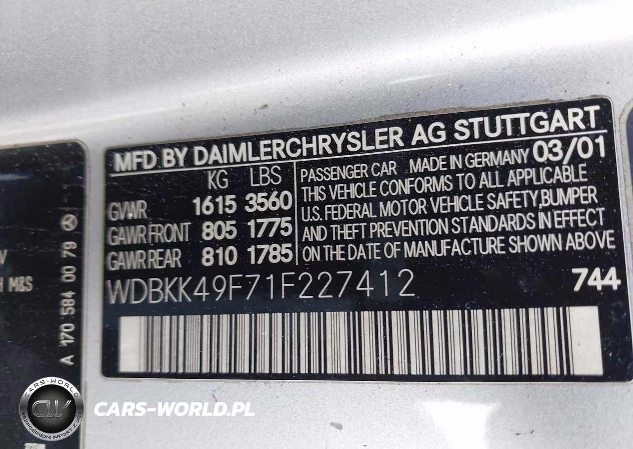 2001 Mercedes-Benz Slk 230 Kompressor VIN:WDBKK49F71F227412 - 9