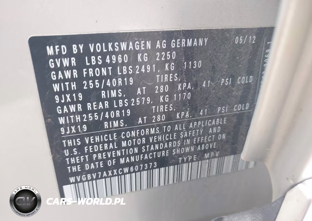 2012 Volkswagen Tiguan Sel VIN:WVGBV7AXXCW607373 - 9