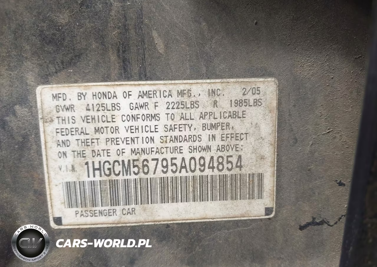 2005 Honda Accord 2.4 Ex VIN:1HGCM56795A094854 - 9