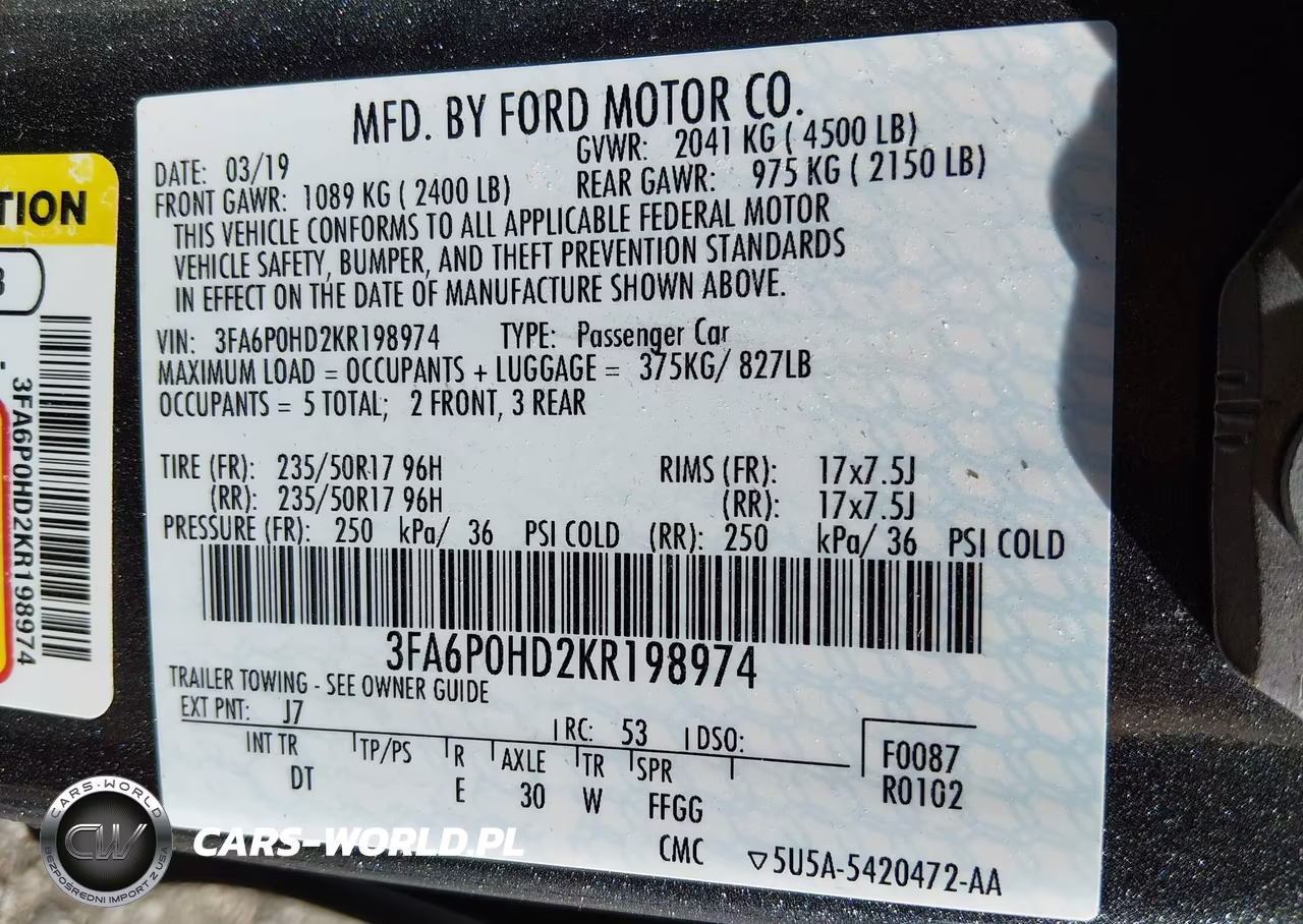 2019 Ford Fusion Se VIN:3FA6P0HD2KR198974 - 9