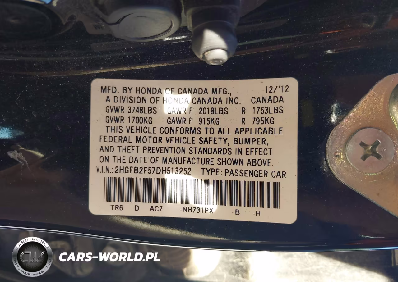 2013 Honda Civic Lx VIN:2HGFB2F57DH513252 - 9