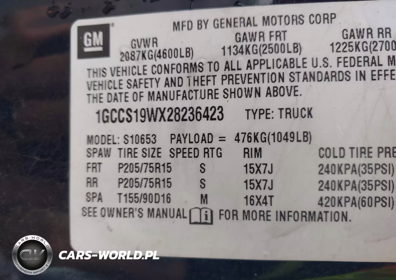 2002 Chevrolet S-10 Ls VIN:1GCCS19WX28236423 - 9
