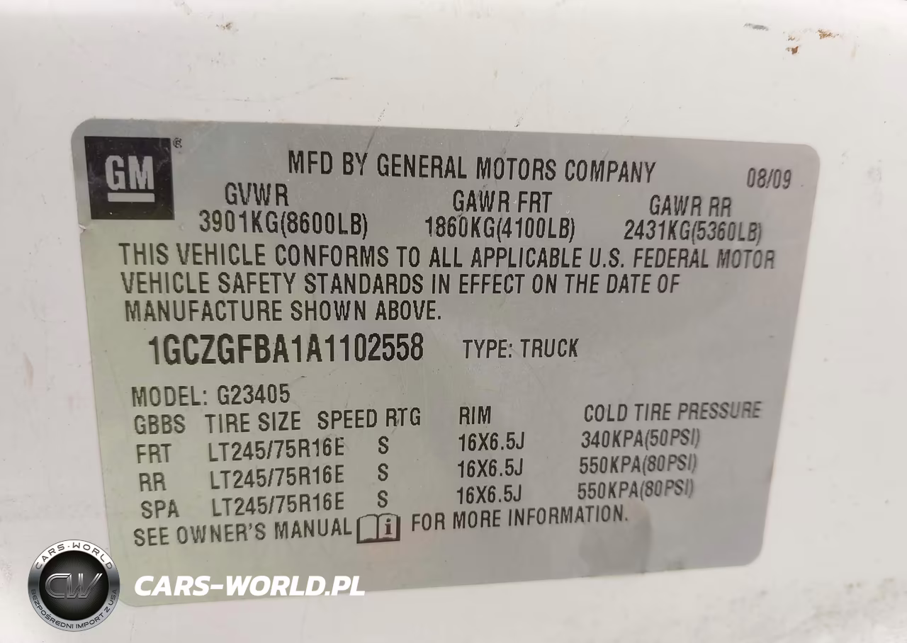 2010 Chevrolet Express 2500 Work Van VIN:1GCZGFBA1A1102558 - 9