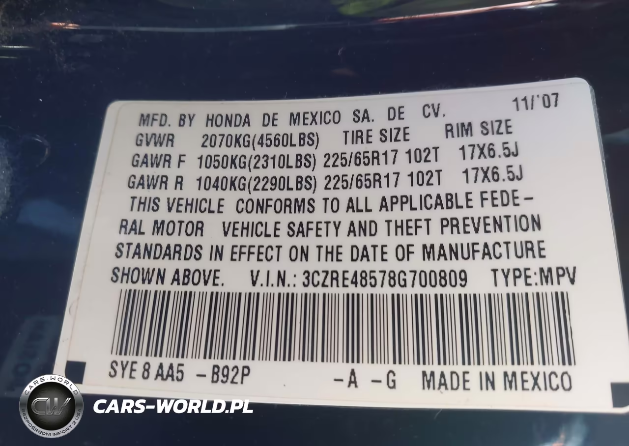 2008 Honda Cr-V Ex VIN:3CZRE48578G700809 - 9