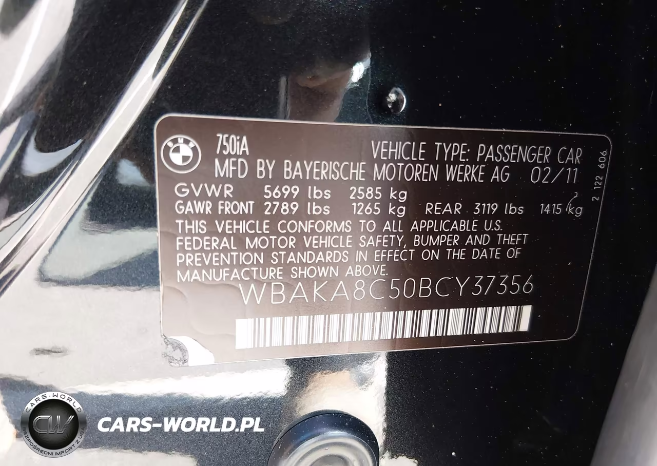 2011 BMW 750I VIN:WBAKA8C50BCY37356 - 9