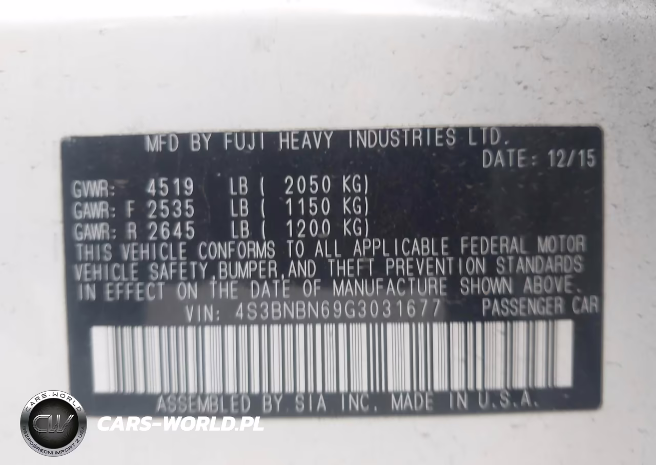 2016 Subaru Legacy 2.5I Limited VIN:4S3BNBN69G3031677 - 9
