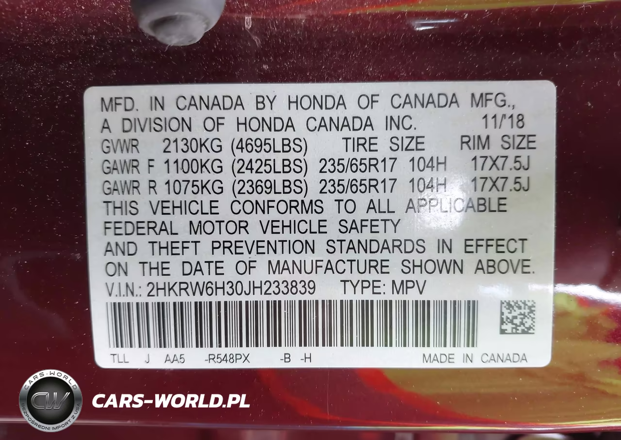 2018 Honda Cr-V Lx VIN:2HKRW6H30JH233839 - 9