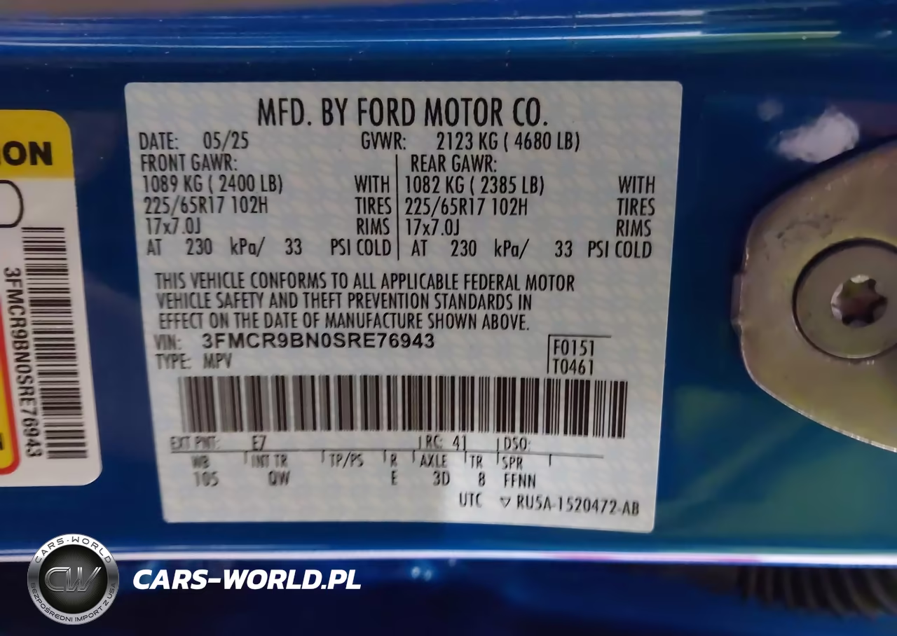 2025 Ford Bronco Sport Big Bend VIN:3FMCR9BN0SRE76943 - 9