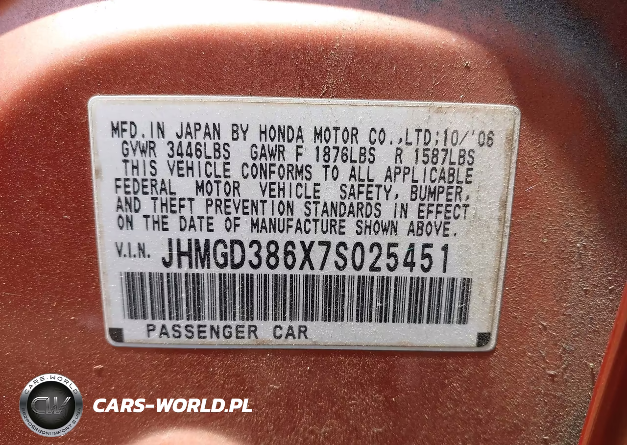 2007 Honda Fit Sport VIN:JHMGD386X7S025451 - 9