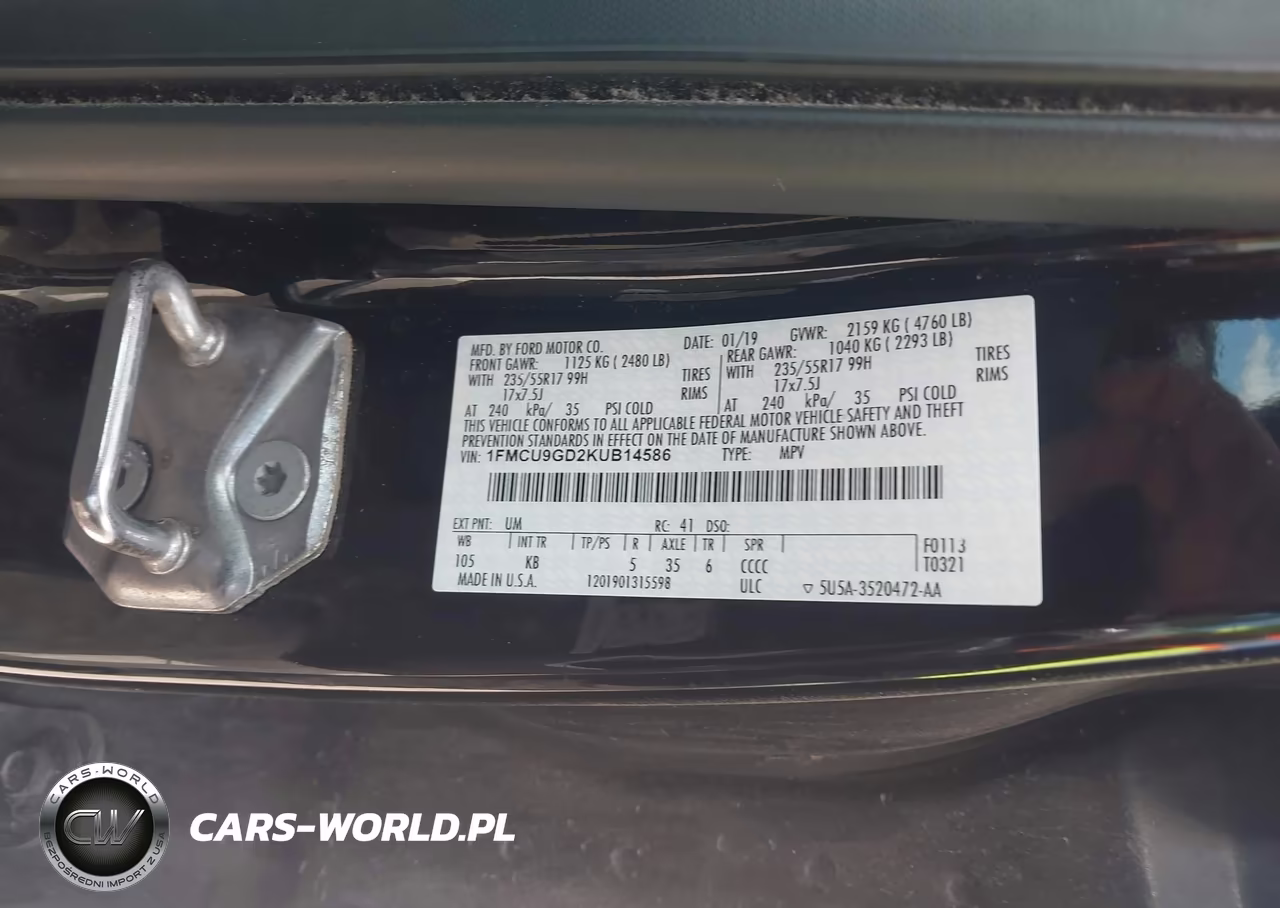 2019 Ford Escape Se VIN:1FMCU9GD2KUB14586 - 9