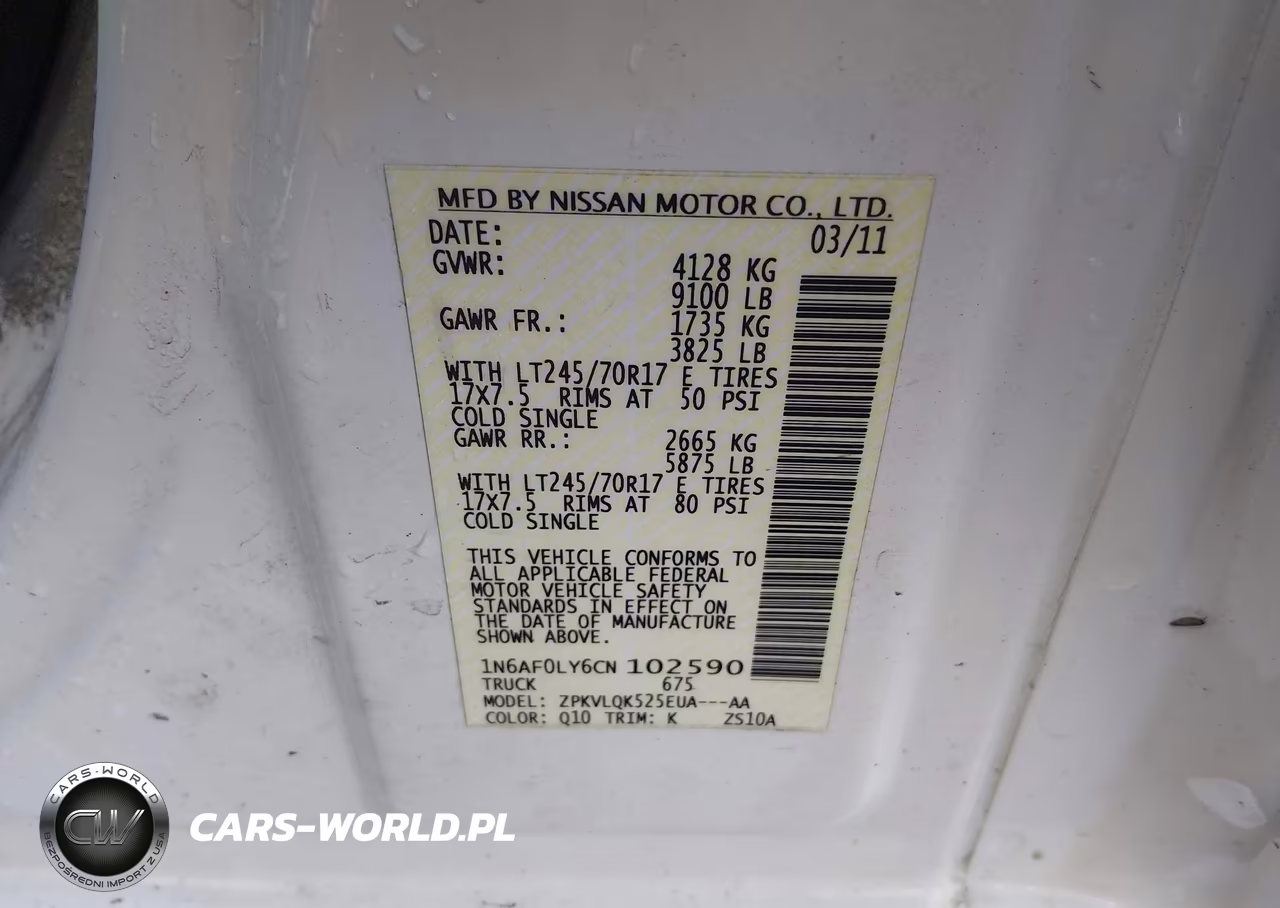2012 Nissan Nv 2500 Nv2500 Hd S V8 VIN:1N6AF0LY6CN102590 - 9