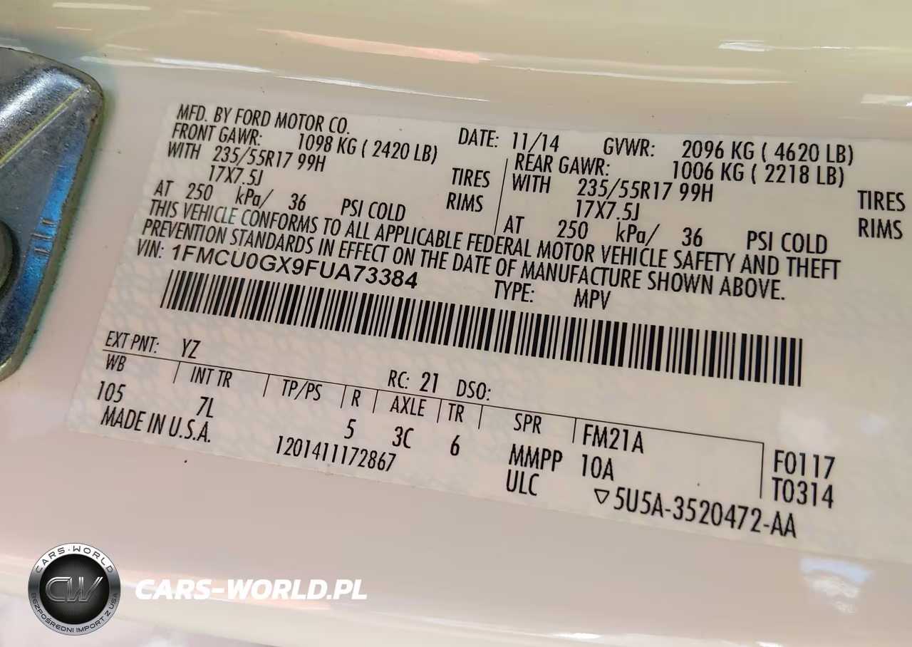 2015 Ford Escape Se VIN:1FMCU0GX9FUA73384 - 9