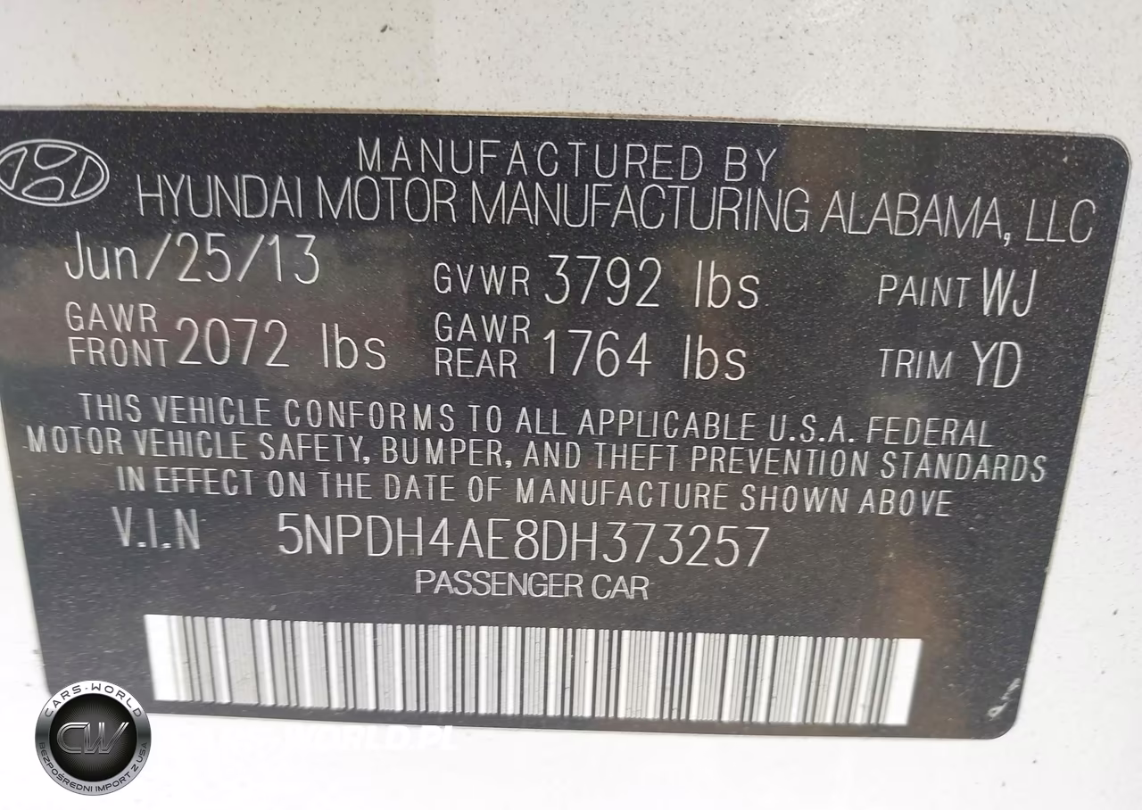 2013 Hyundai Elantra Gls VIN:5NPDH4AE8DH373257 - 9