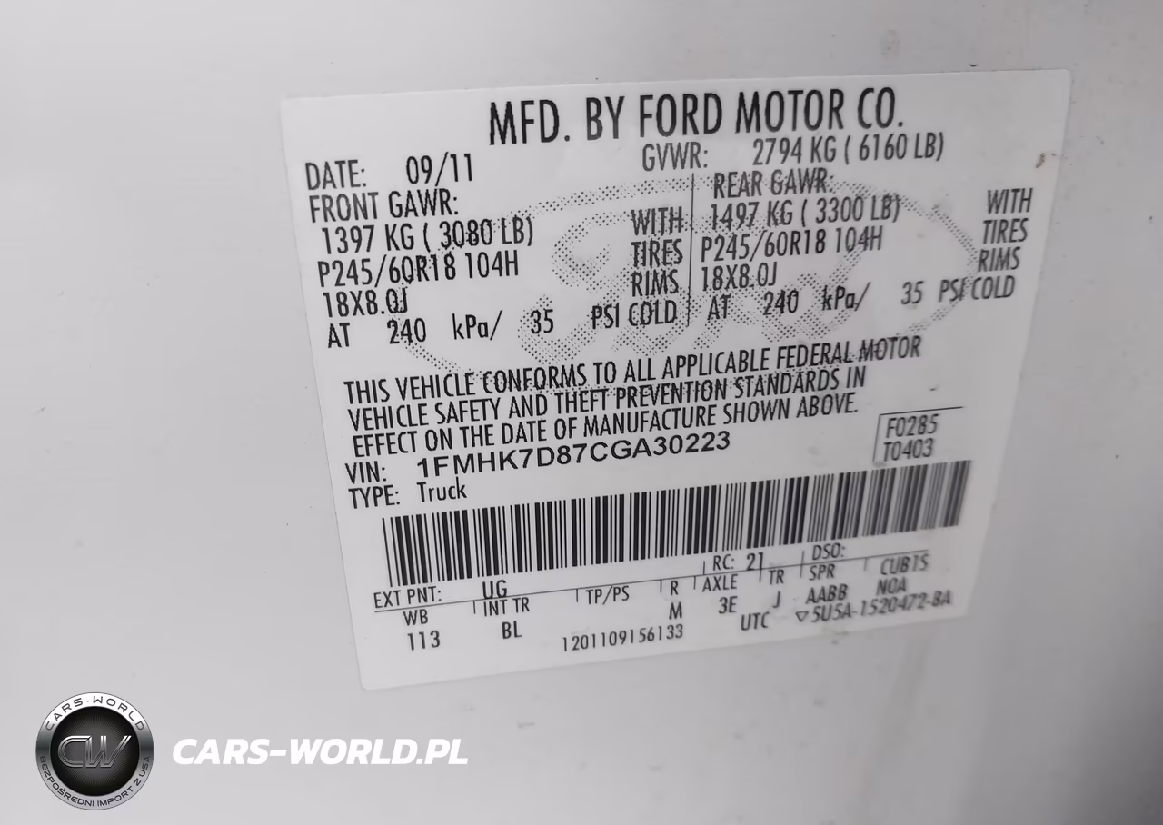 2012 Ford Explorer Xlt VIN:1FMHK7D87CGA30223 - 9