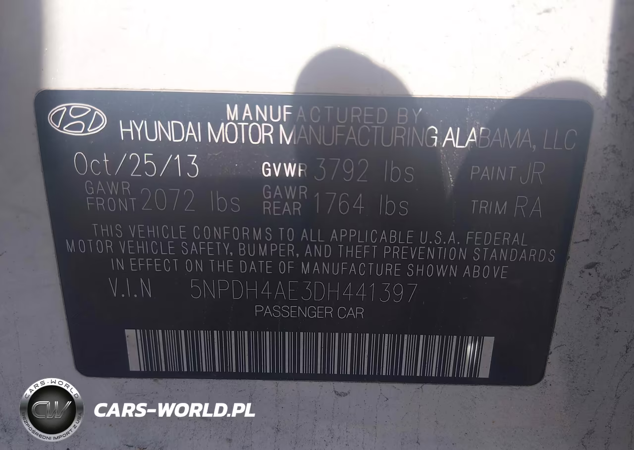 2013 Hyundai Elantra Gls VIN:5NPDH4AE3DH441397 - 9