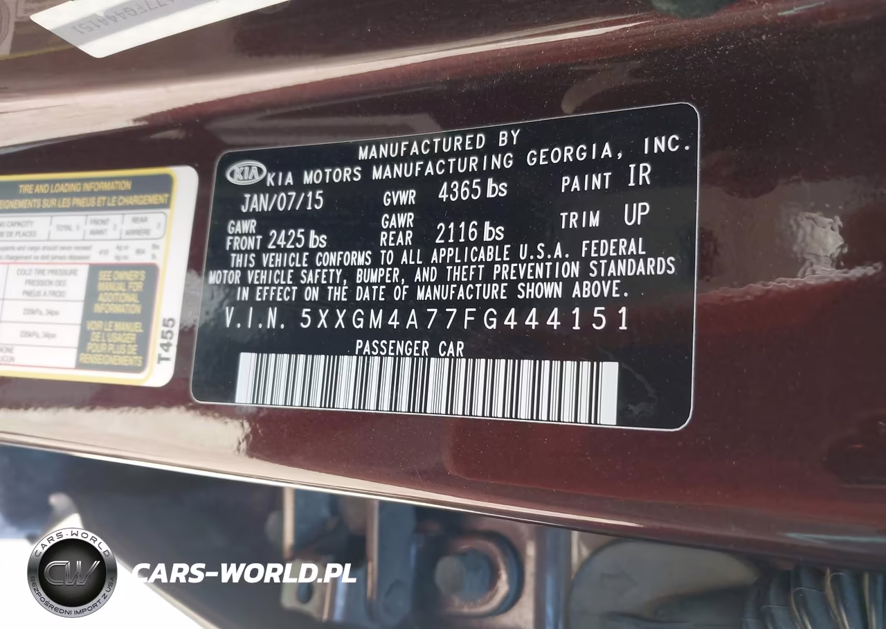 2015 Kia Optima Lx VIN:5XXGM4A77FG444151 - 9