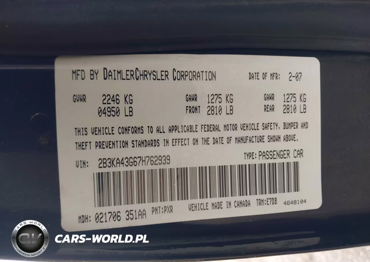 2007 Dodge Charger VIN:2B3KA43G67H762939 - 9