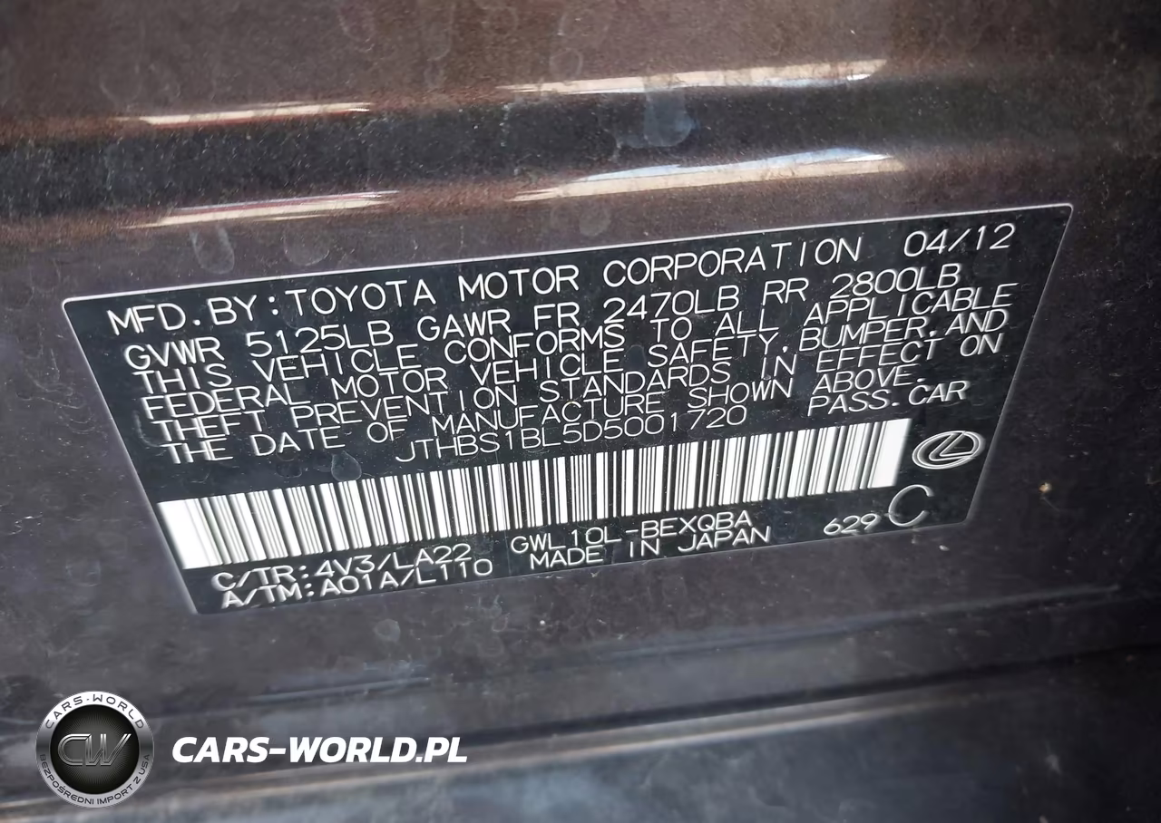 2013 Lexus Gs 450H VIN:JTHBS1BL5D5001720 - 9