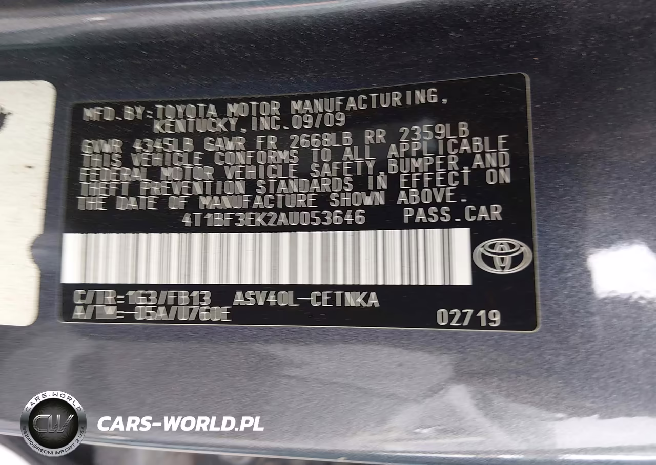 2010 Toyota Camry Le VIN:4T1BF3EK2AU053646 - 9