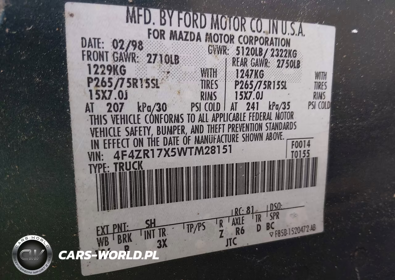 1998 Mazda B4000 Se VIN:4F4ZR17X5WTM28151 - 9