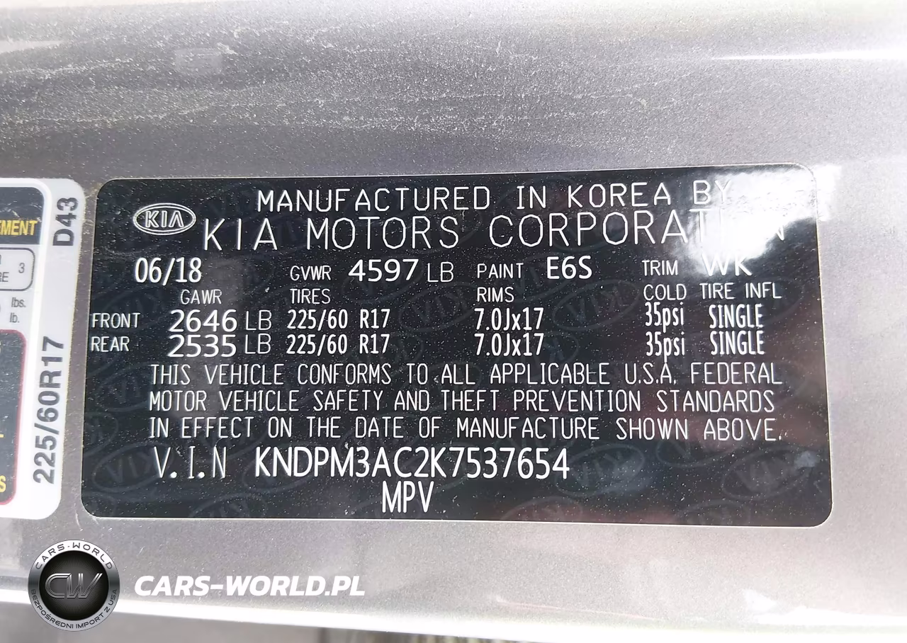 2019 Kia Sportage Lx VIN:KNDPM3AC2K7537654 - 9