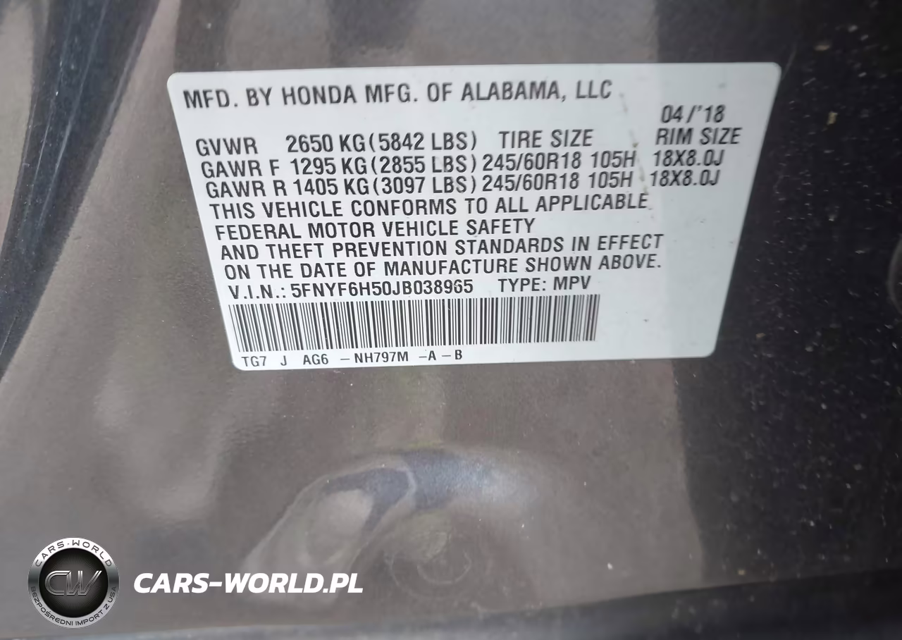 2018 Honda Pilot Ex-L VIN:5FNYF6H50JB038965 - 9