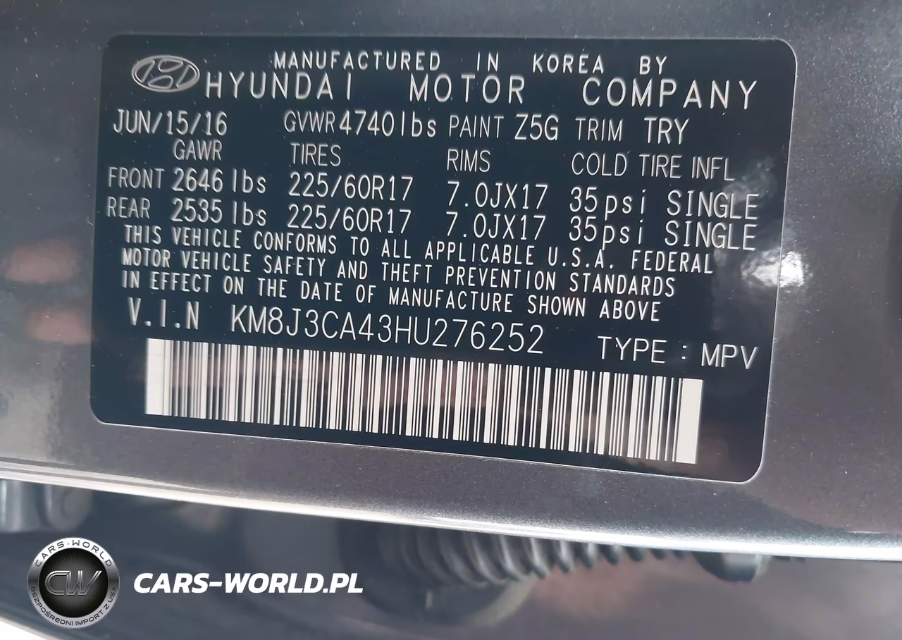 2017 Hyundai Tucson Se VIN:KM8J3CA43HU276252 - 9