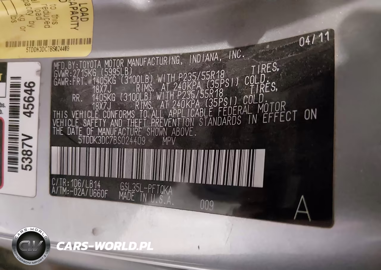 2011 Toyota Sienna Xle VIN:5TDDK3DC7BS024409 - 9