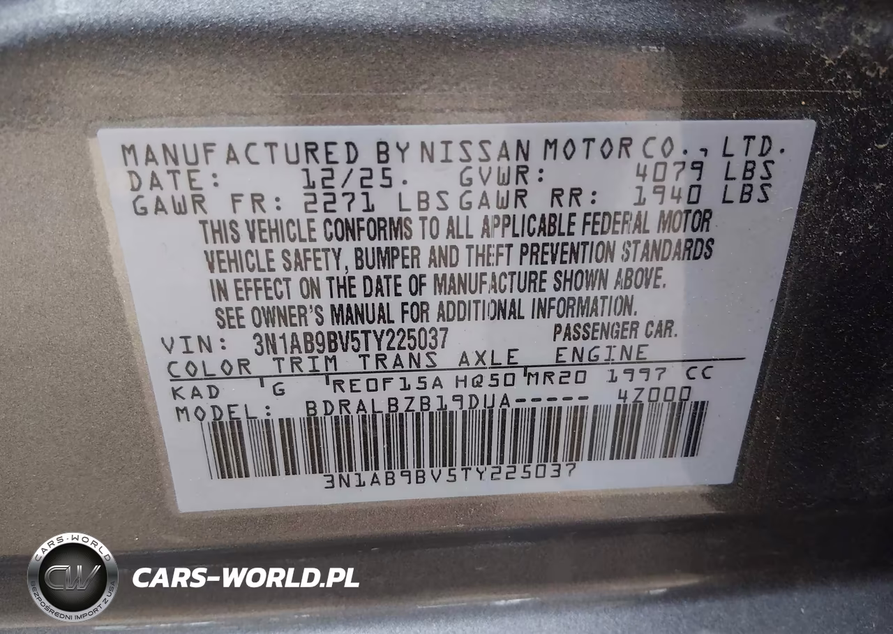 2026 Nissan Sentra S VIN:3N1AB9BV5TY225037 - 9