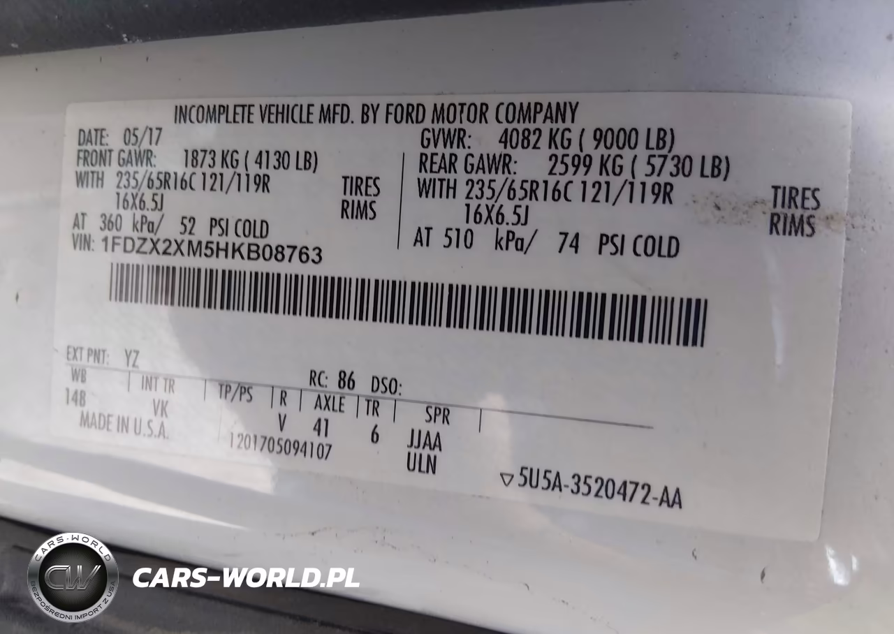 2017 Ford Transit-350 Xl VIN:1FDZX2XM5HKB08763 - 9