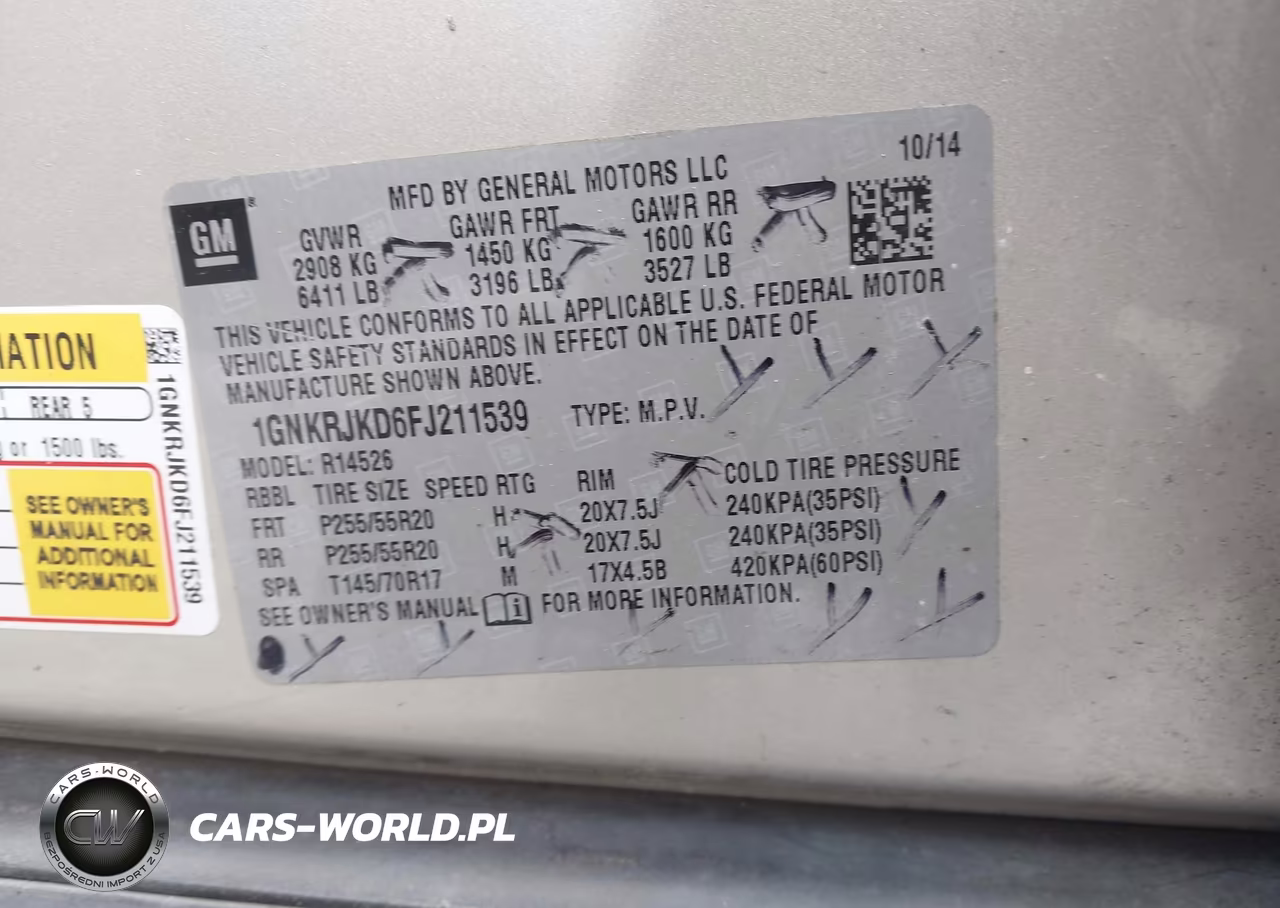 2015 Chevrolet Traverse Ltz VIN:1GNKRJKD6FJ211539 - 9