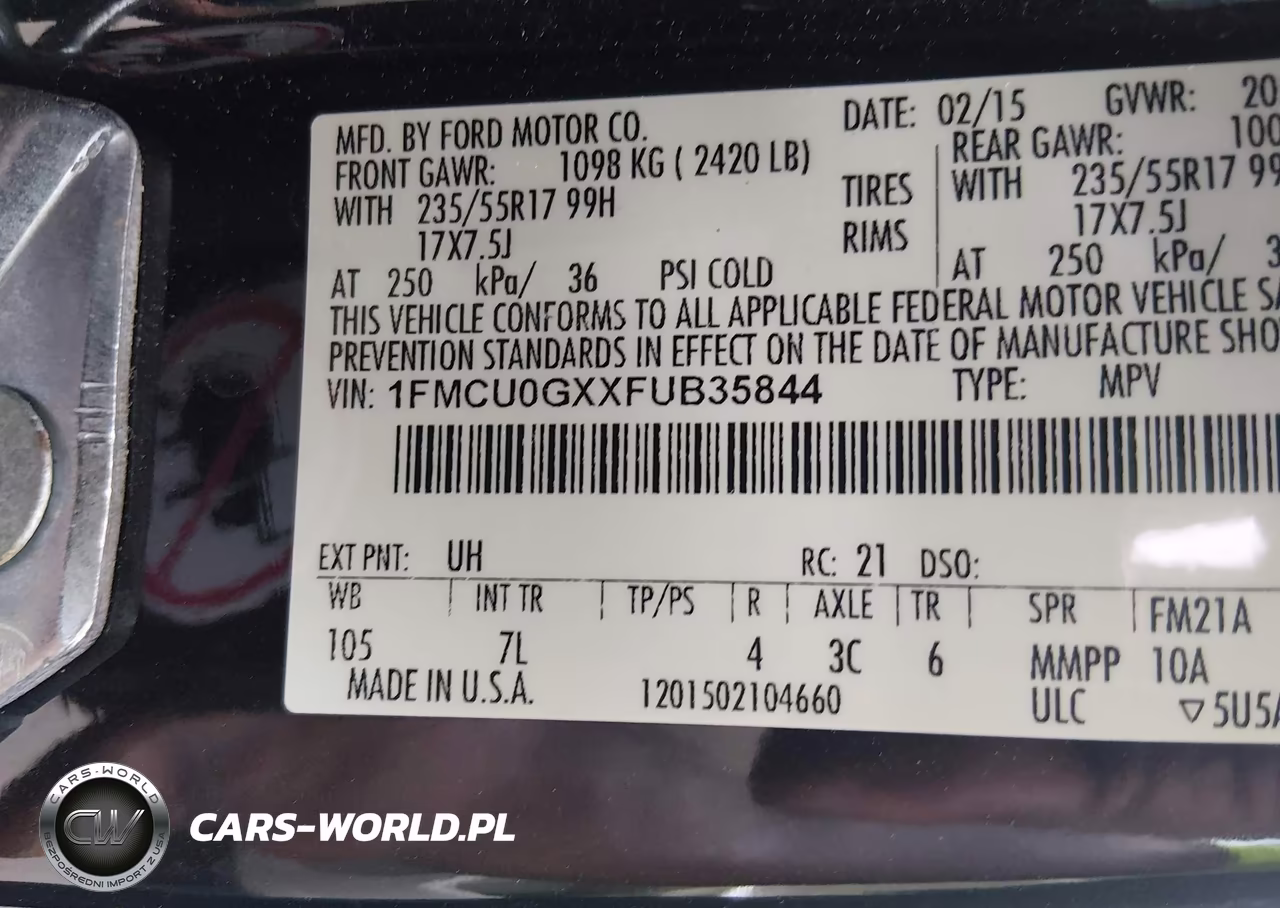 2015 Ford Escape Se VIN:1FMCU0GXXFUB35844 - 9