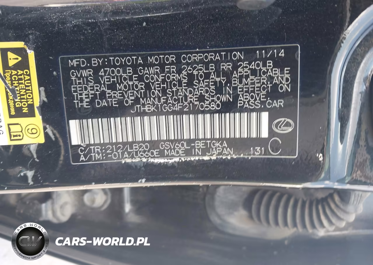 2015 Lexus Es 350 VIN:JTHBK1GG4F2170580 - 9