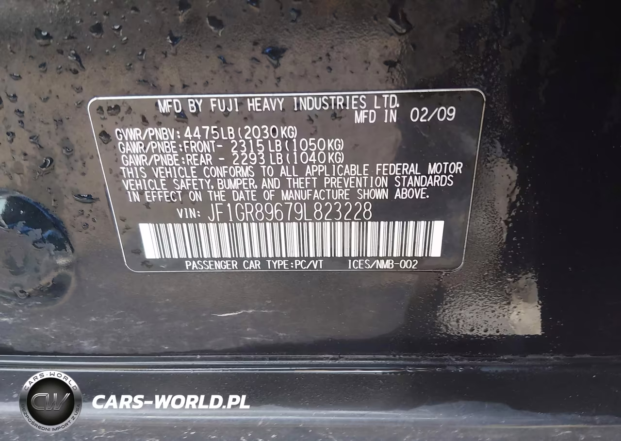 2009 Subaru Impreza Wrx Sti VIN:JF1GR89679L823228 - 9