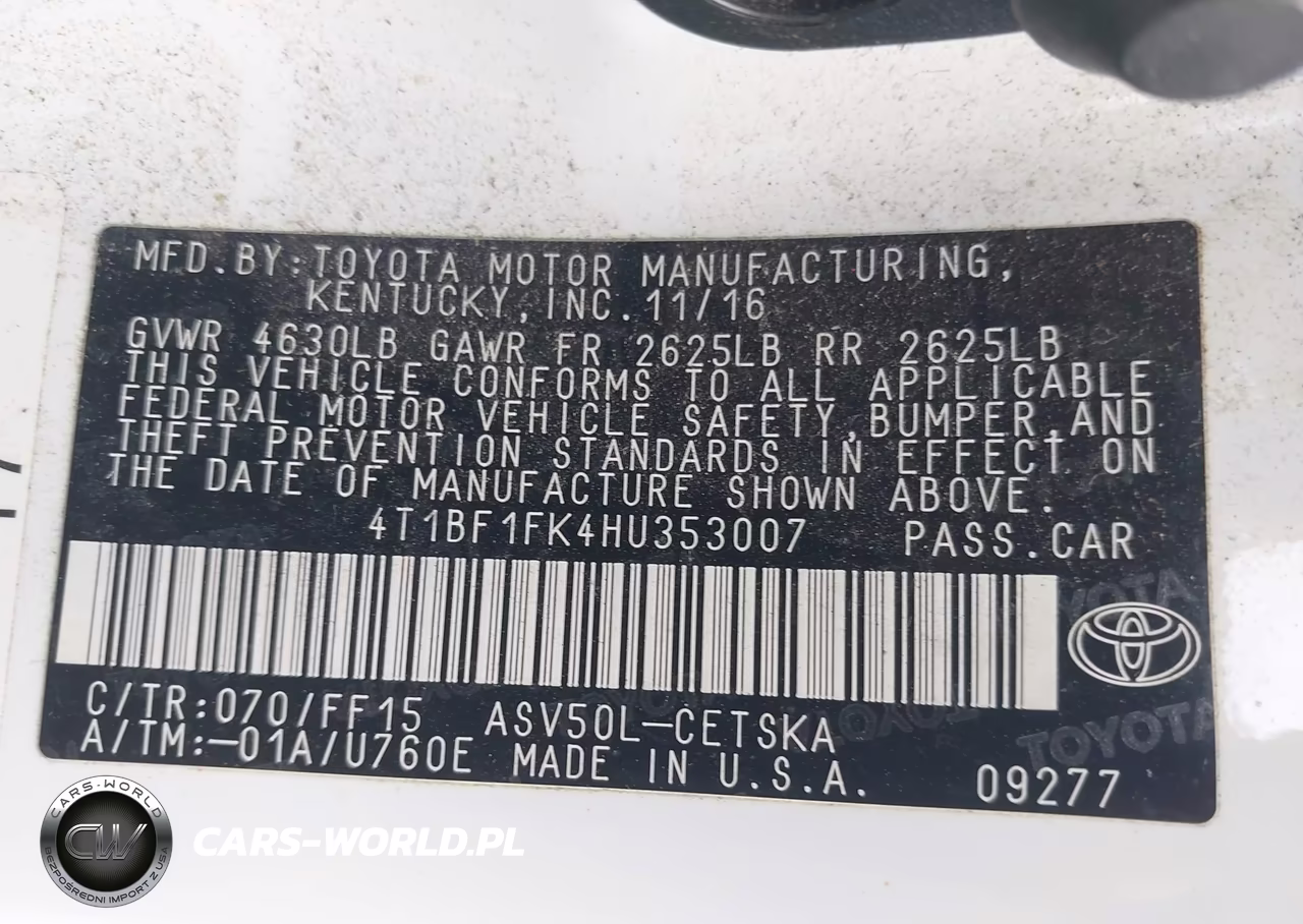 2017 Toyota Camry Se VIN:4T1BF1FK4HU353007 - 9