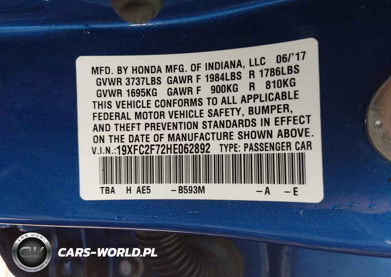 2017 Honda Civic Ex VIN:19XFC2F72HE062892 - 9
