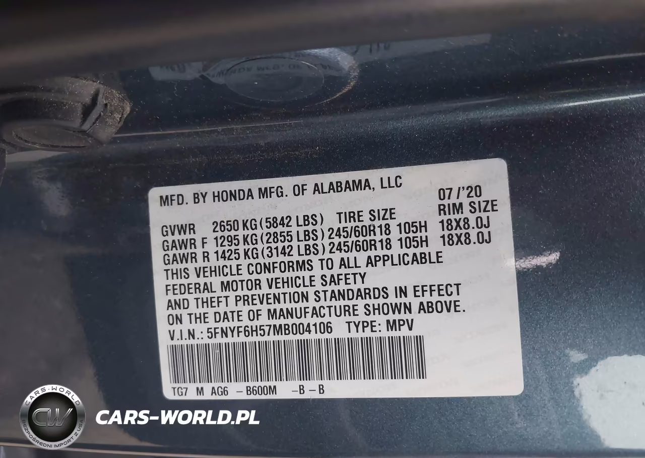 2021 Honda Pilot Awd Ex-L VIN:5FNYF6H57MB004106 - 9