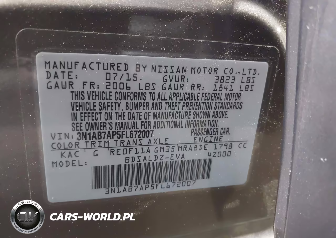 2015 Nissan Sentra Sv VIN:3N1AB7AP5FL672007 - 9