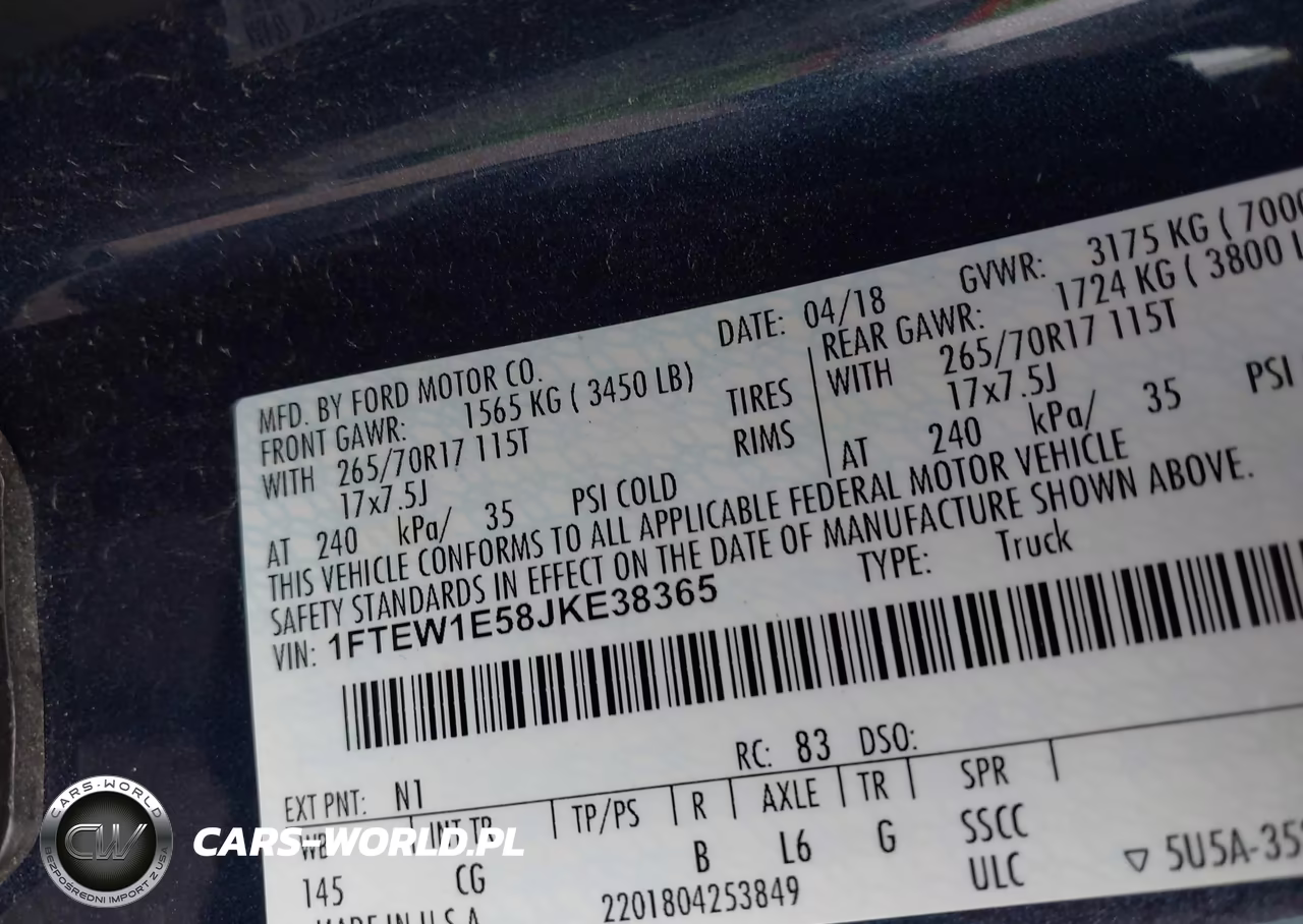 2018 Ford F-150 Xl VIN:1FTEW1E58JKE38365 - 9