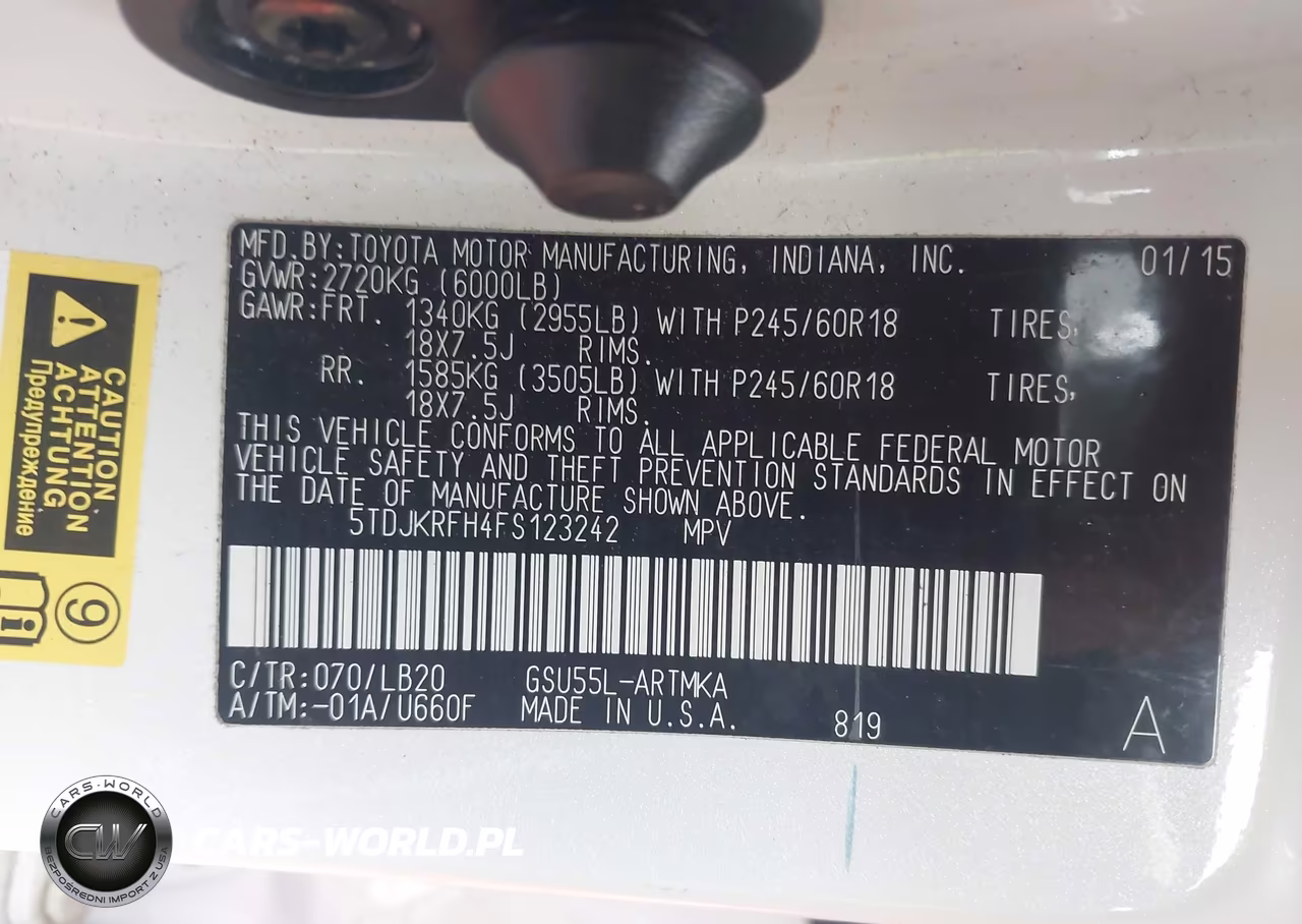 2015 Toyota Highlander Xle V6 VIN:5TDJKRFH4FS123242 - 9