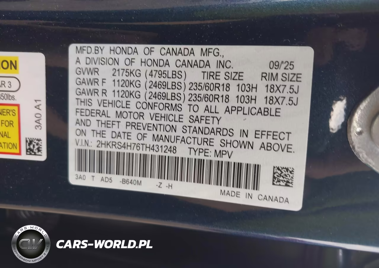 2026 Honda Cr-V Ex-L Awd VIN:2HKRS4H76TH431248 - 9