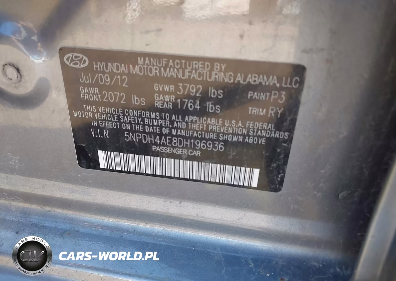 2013 Hyundai Elantra Limited VIN:5NPDH4AE8DH196936 - 9