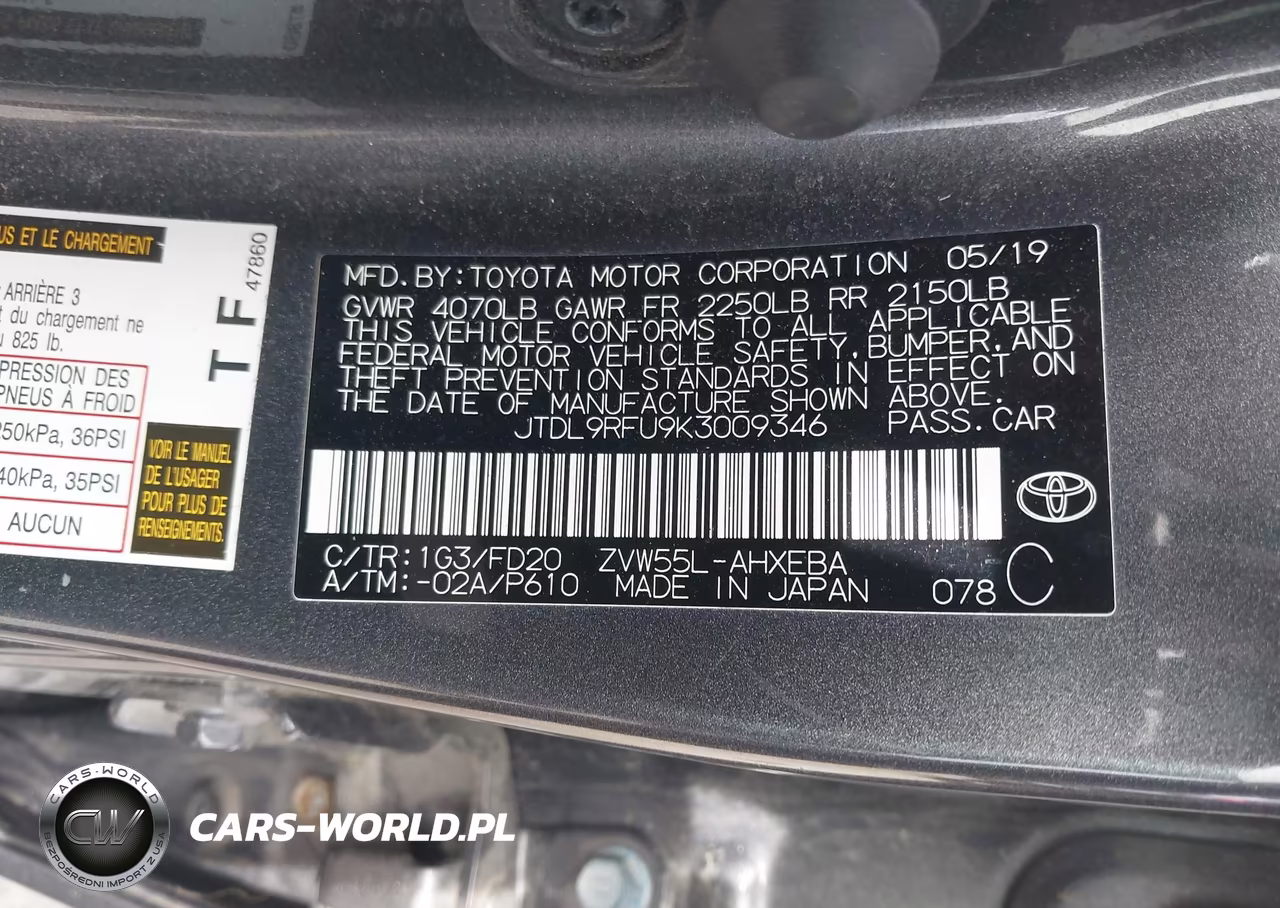 2019 Toyota Prius Le VIN:JTDL9RFU9K3009346 - 9